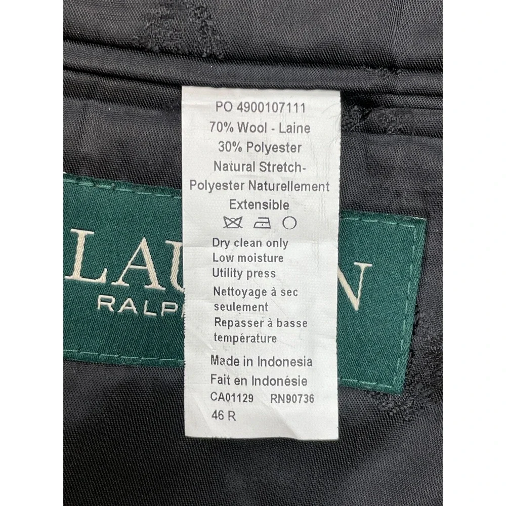 Lauren Ralph Lauren Tuxedo Jacket Mens 46R Black Wool Blend Satin Peak Lapel